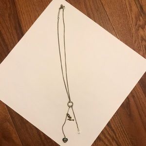 Whimsical necklace - heart and hummingbird